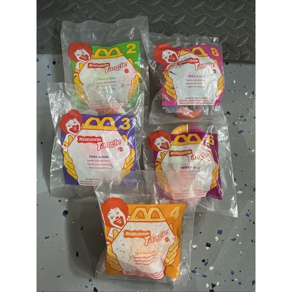 VTG McDonalds Nickelodeon Tangle Twist-A-Zoid 1996 Happy Meal Toys Lot of 5 90’s